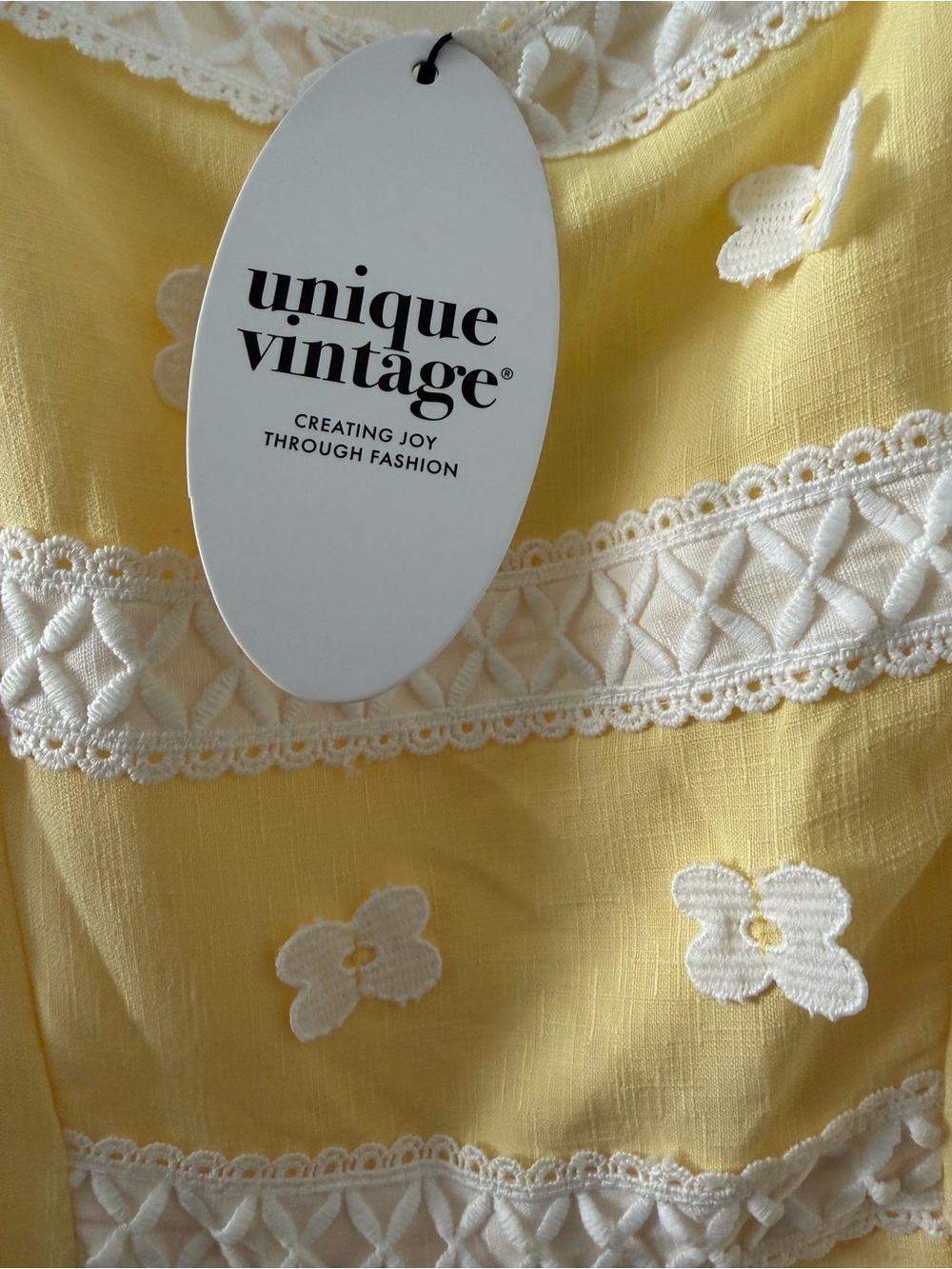 Unique Vintage Barbie yellow & white suburban shopper fit and flare dress - Picture 2 of 7